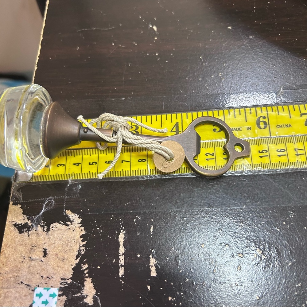 Vintage‎ Glass Base Bottle Opener Brass Tone Bar Tool 5.5” - Picture 5 of 5